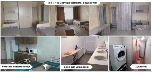 Комнаты и бытовые пространства общежития